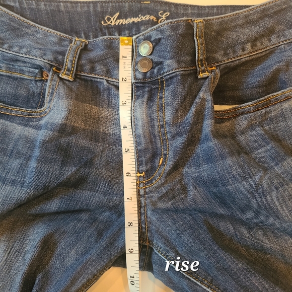 *SOLD* American Eagle Womens 12 Short Artist Stretch Bootcut Blue Jeans Denim - Picture 10 of 10